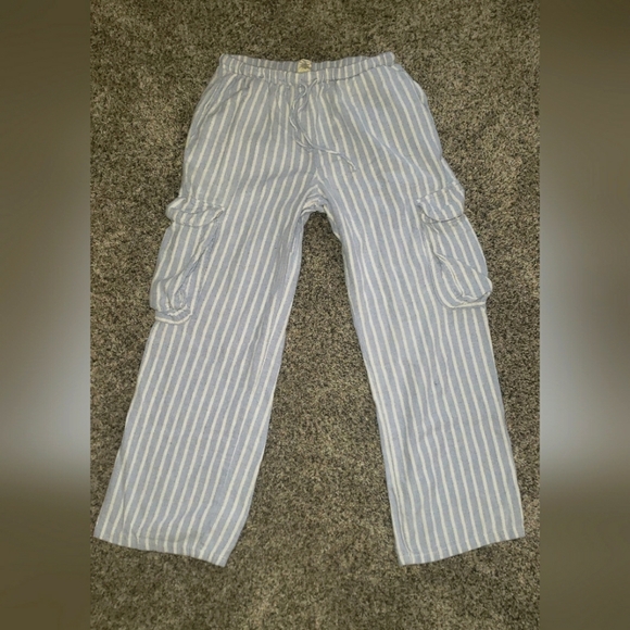 Happily Grey | Soft Wide Leg Striped Cargo Pants - Picture 1 of 6